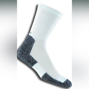 Thorlos LRXM Thin Cushion Running Crew Socks, White/Navy,New Size Large